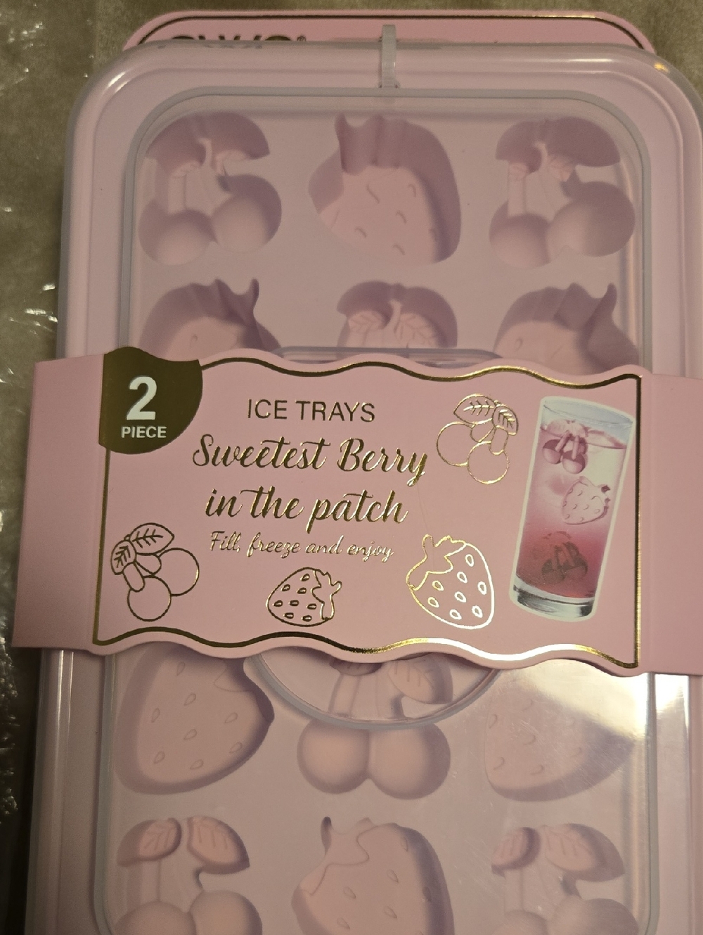 CWC Sweetest Berry Ice Trays - Pink Silicone Fruit Molds